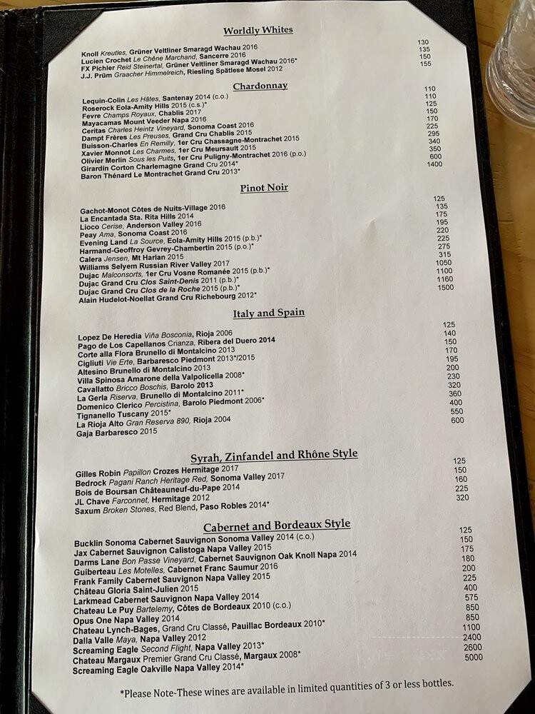 Cloud Nine Alpine Bistro - Aspen, CO menu_pic