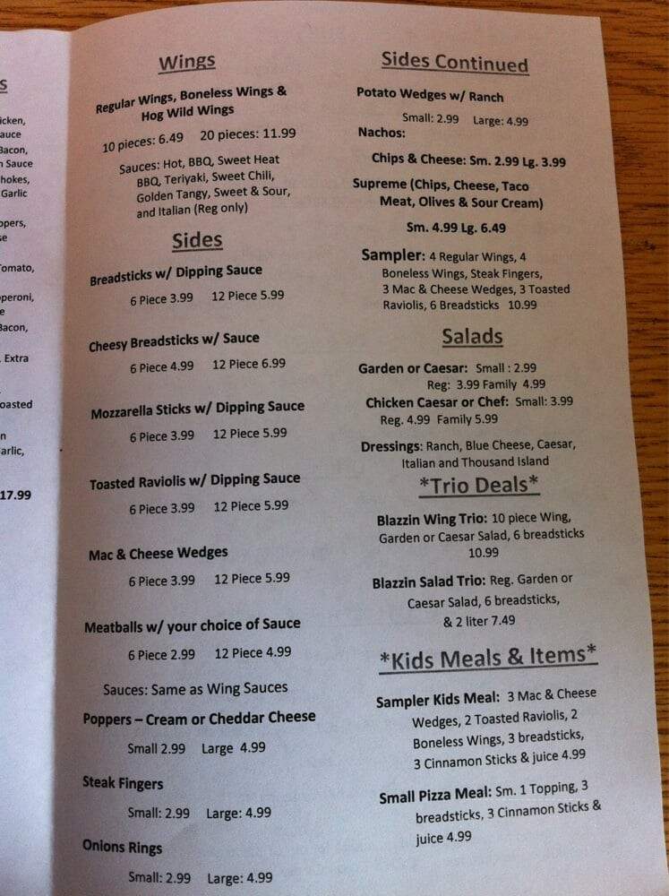 Blazzin Pizza Corp - Vancouver, WA menu_pic