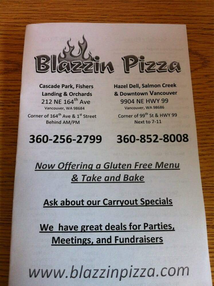 Blazzin Pizza Corp - Vancouver, WA menu_pic
