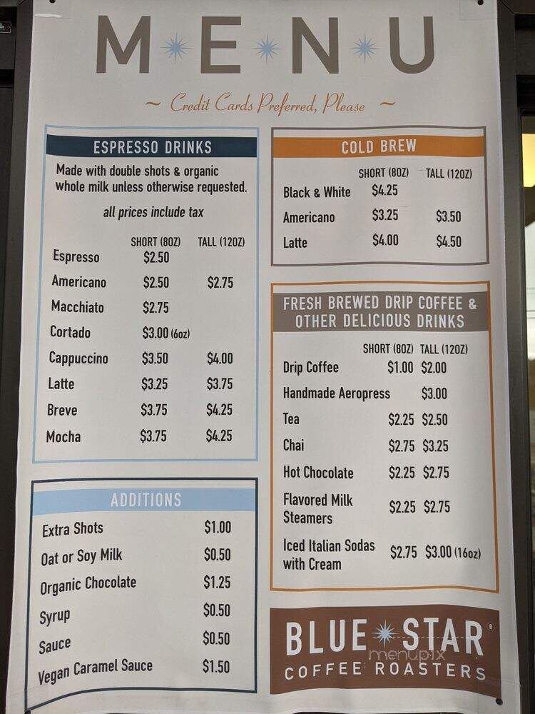 Blue Star Coffee Roasters - Twisp, WA menu_pic