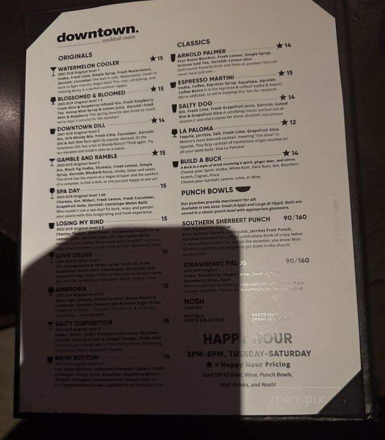 Downtown Cocktail Room - Las Vegas, NV menu_pic