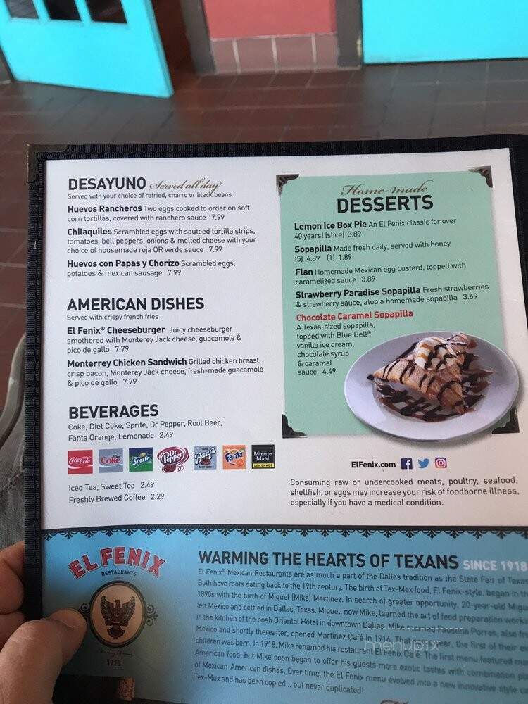 El Fenix Mexican Restuarnts - McKinney, TX menu_pic