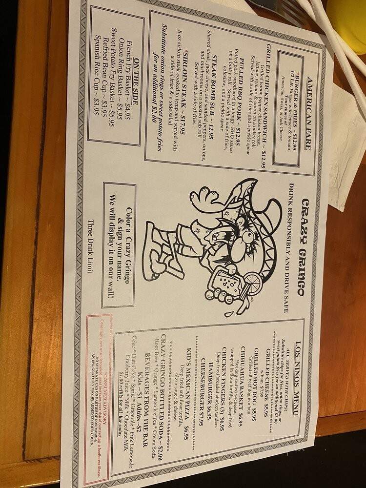 The Crazy Gringo - Laconia, NH menu_pic
