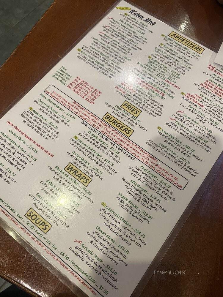 Town Pub - Bloomfield, NJ menu_pic