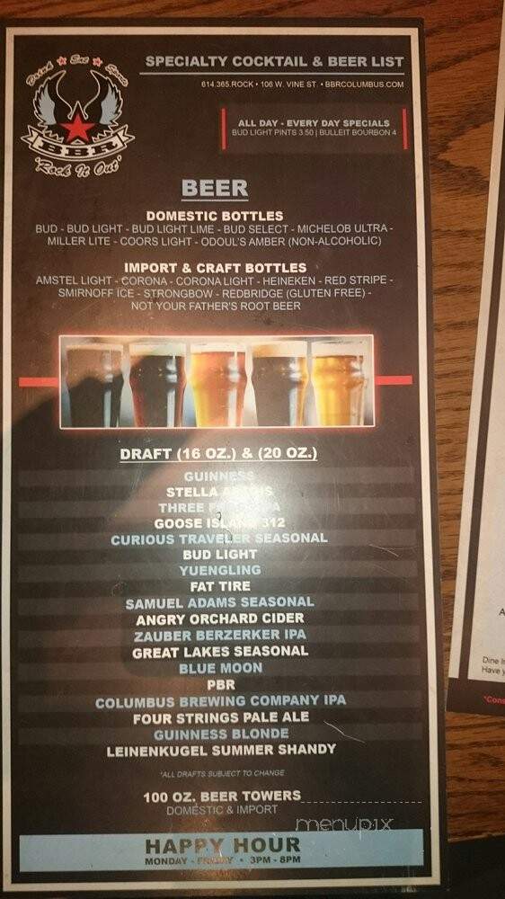 BBR Columbus - Columbus, OH menu_pic