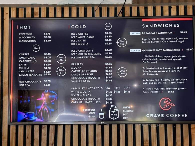 Crave Espresso Bar - Tucson, AZ menu_pic