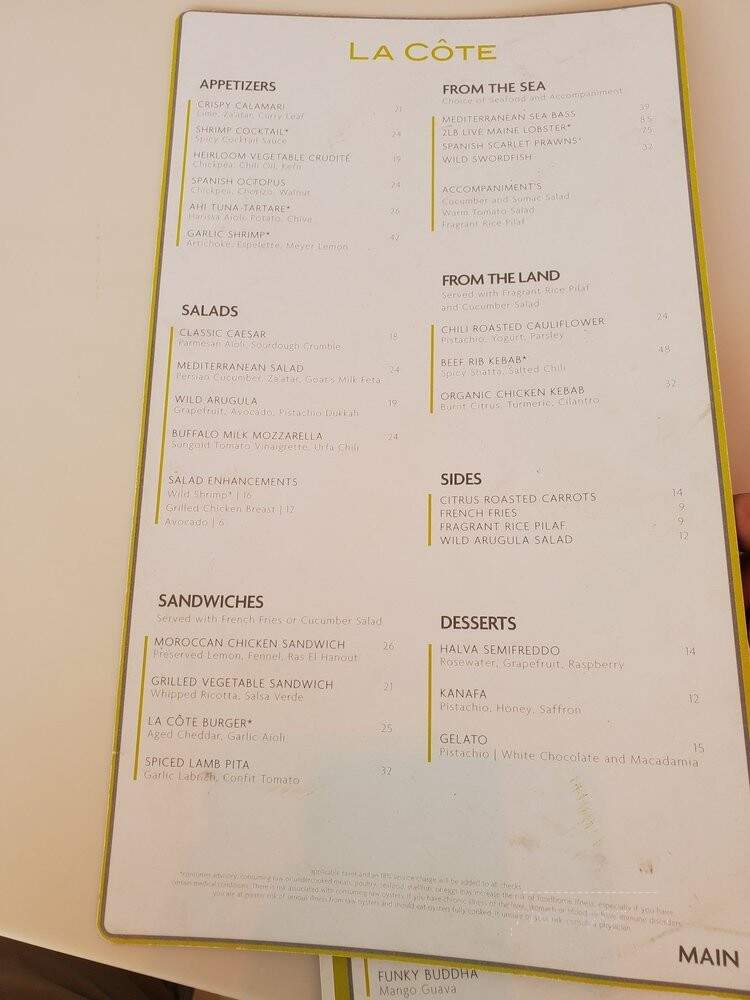 La Cote - Miami Beach, FL menu_pic