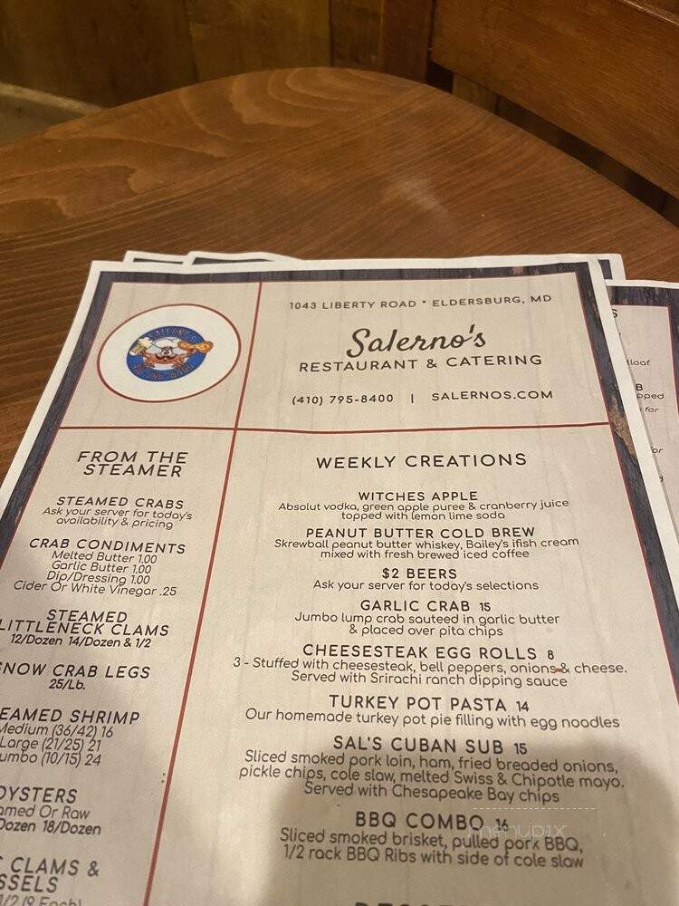Salerno's Pizza and Sub Shop - Sykesville, MD menu_pic