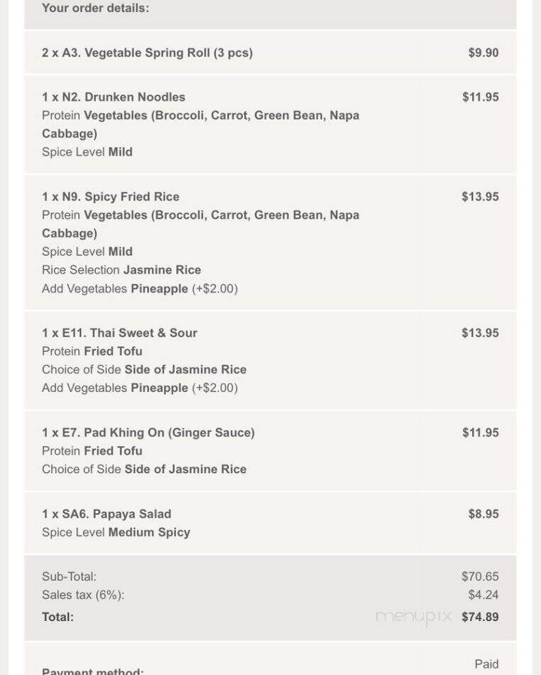 Thai Nakorn - Alexandria, VA menu_pic