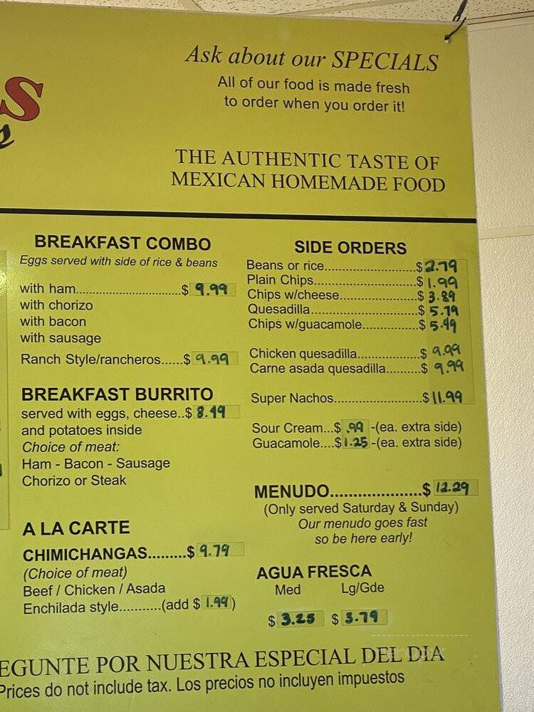 Tacos Los Altos - Flagstaff, AZ menu_pic