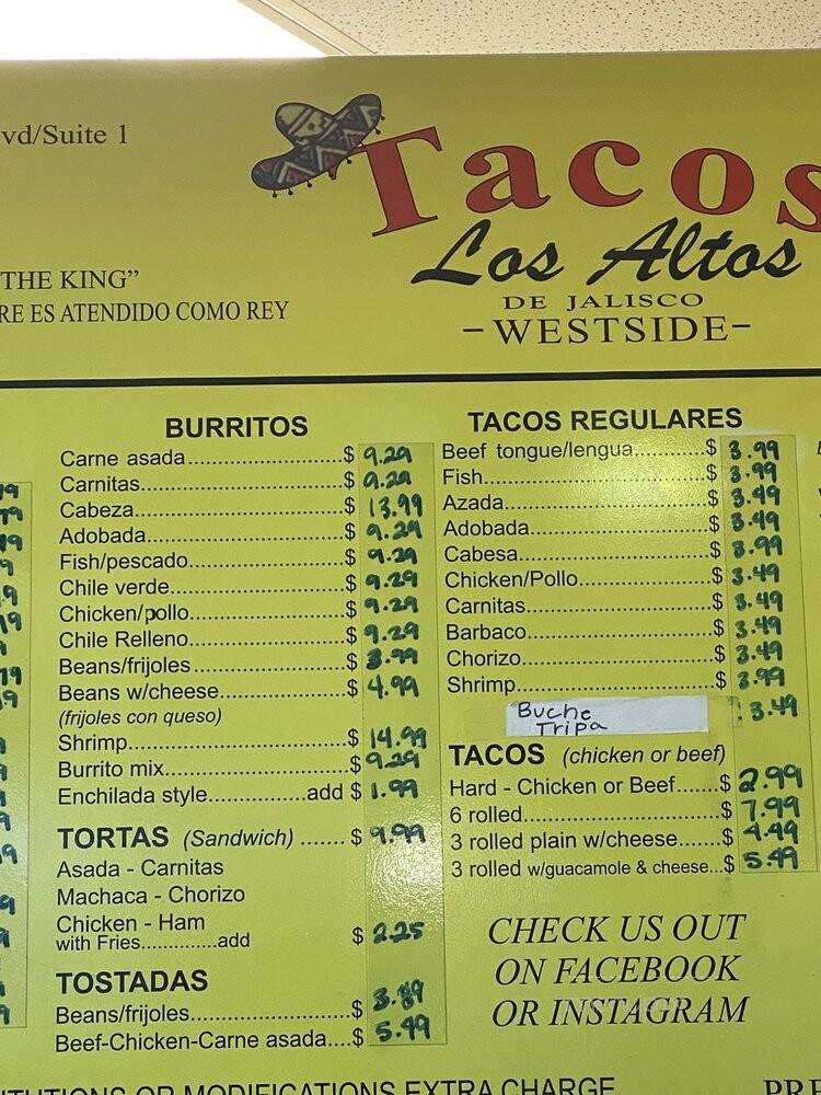 Tacos Los Altos - Flagstaff, AZ menu_pic