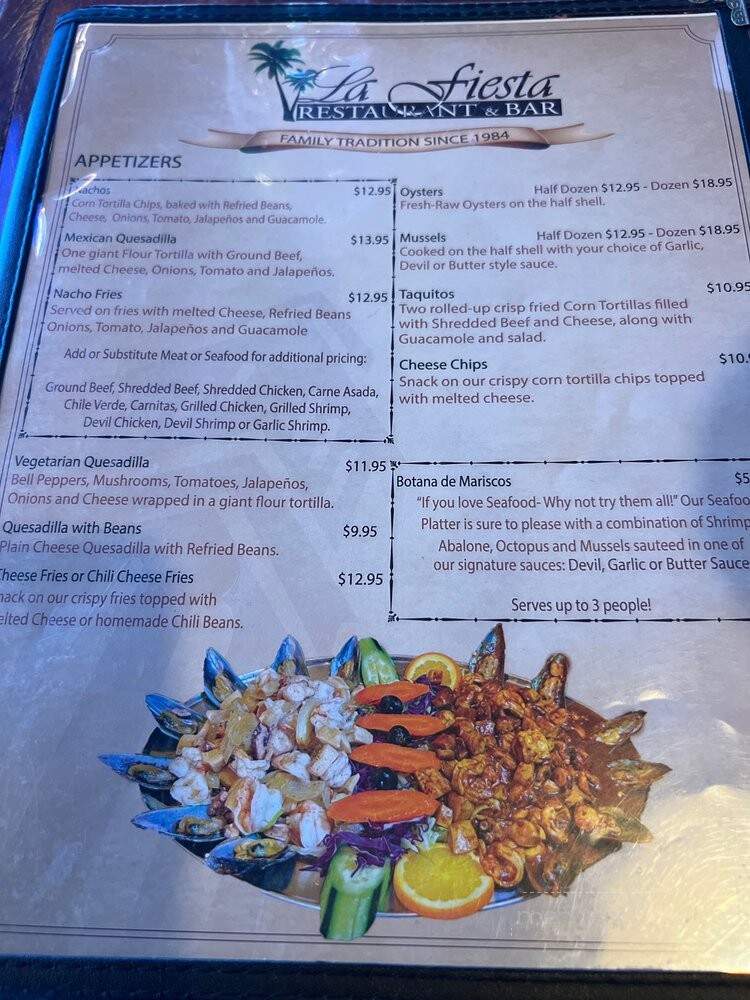 La Fiesta Restaurant Bar - Visalia, CA menu_pic