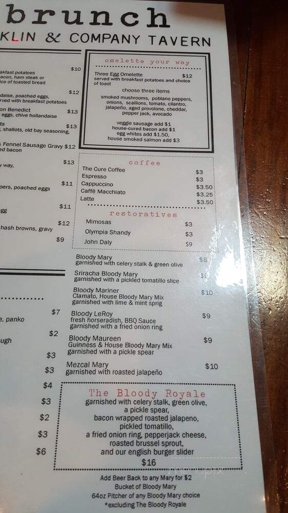 Franklin Company Local Tavern - Los Angeles, CA menu_pic