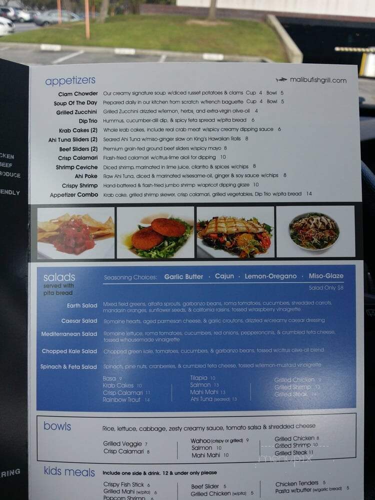 Malibu Fish Grill - El Segundo, CA menu_pic