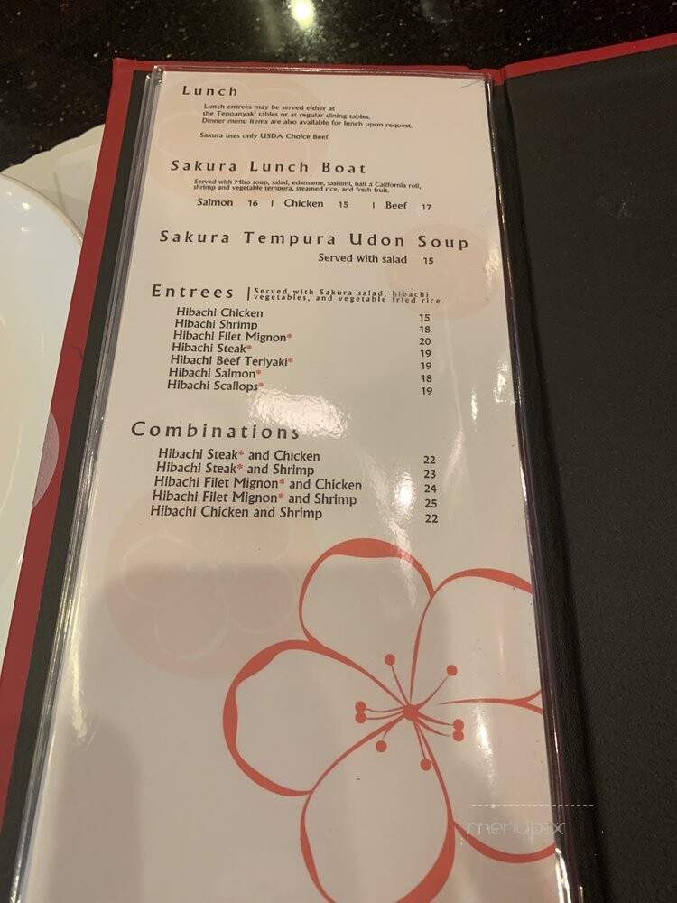 Sakura Teppanyaki and Sushi - Redwood City, CA menu_pic