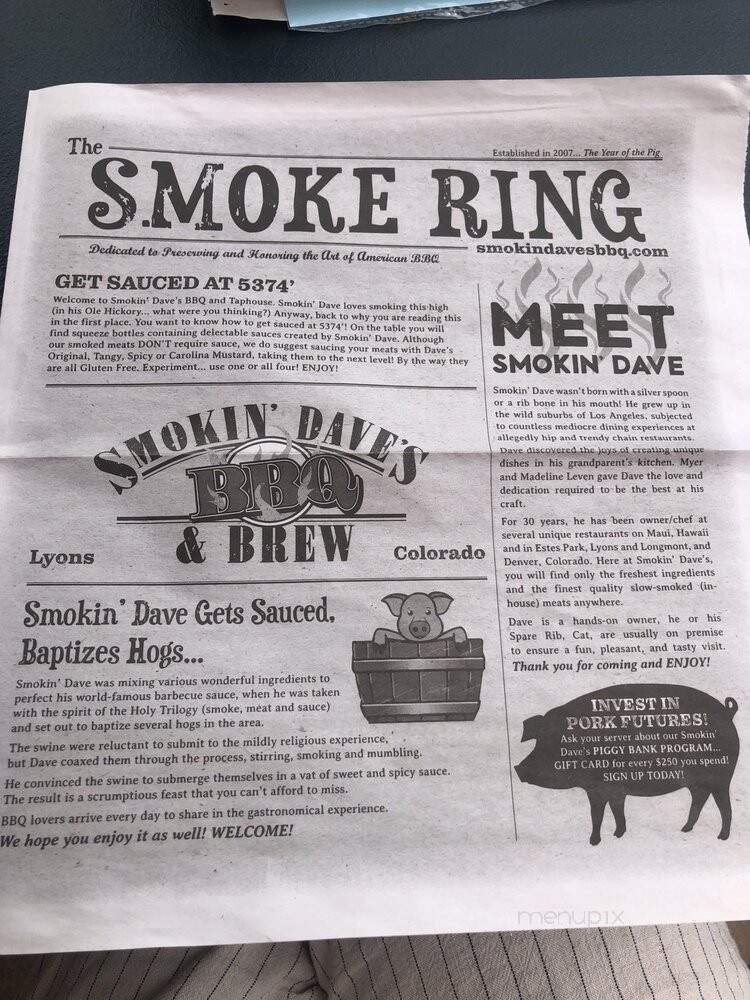 Smokin' Dave's BBQ Taphouse - Lyons, CO menu_pic
