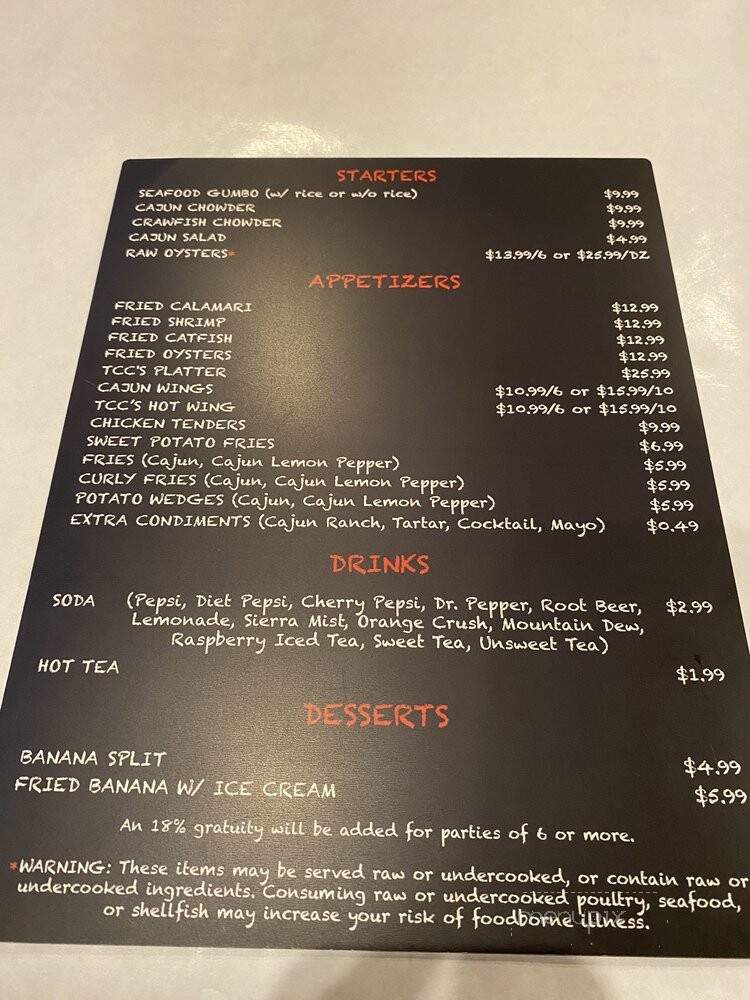 The Crawling Crab - Denver, CO menu_pic