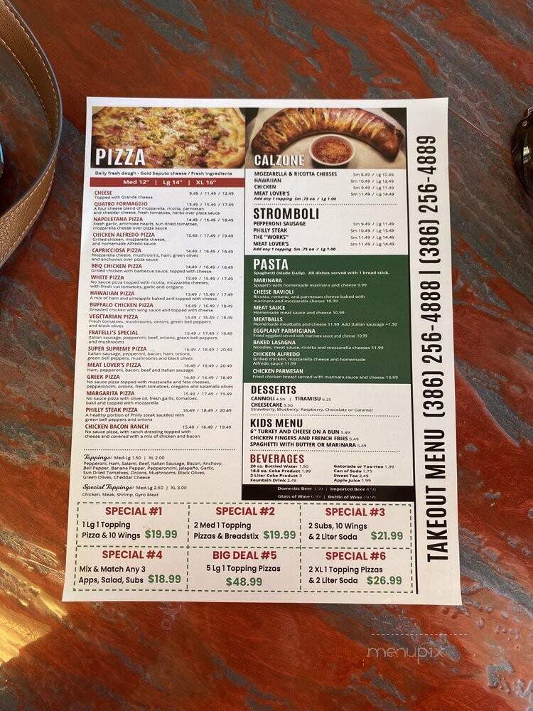 Fratellis - Daytona Beach Shores, FL menu_pic