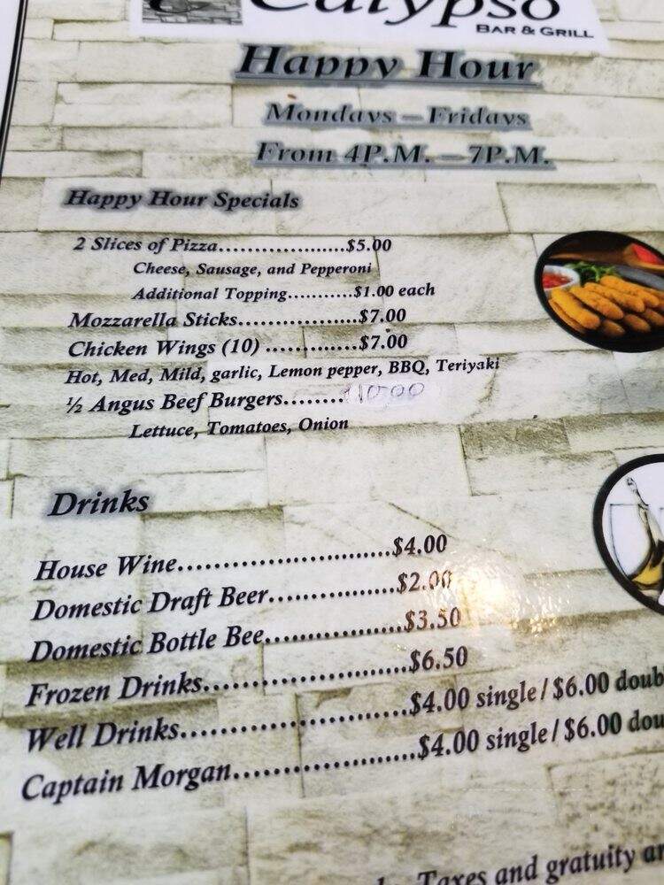 Calypso Bar and Grill - Orlando, FL menu_pic