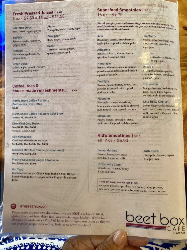 The Beet Box Cafe - Haleiwa, HI menu_pic