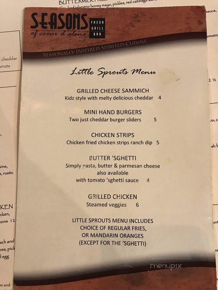 Seasons of Coeur D'Alene - Coeur d'Alene, ID menu_pic