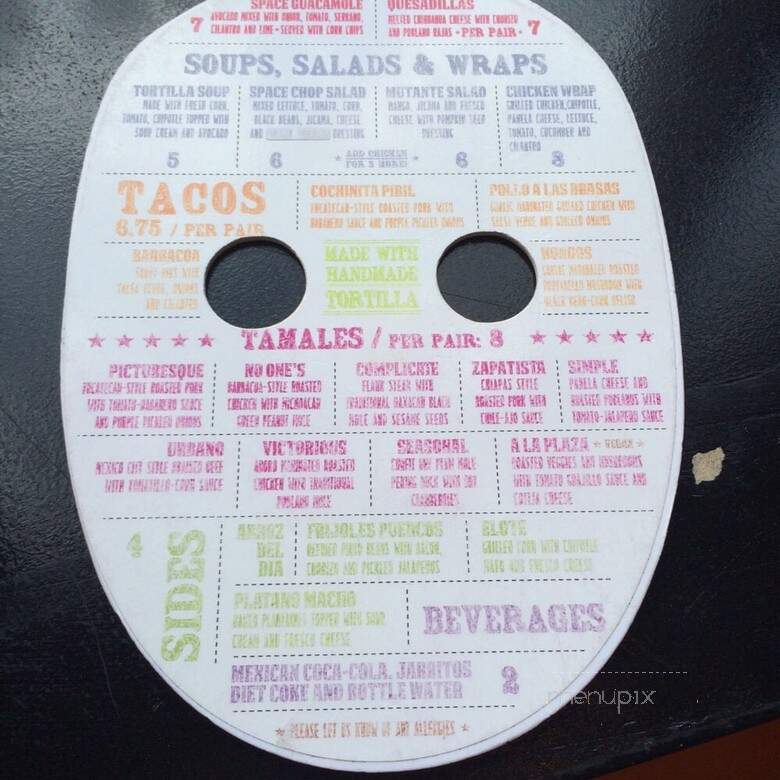 Tamalli Space Charros - Chicago, IL menu_pic