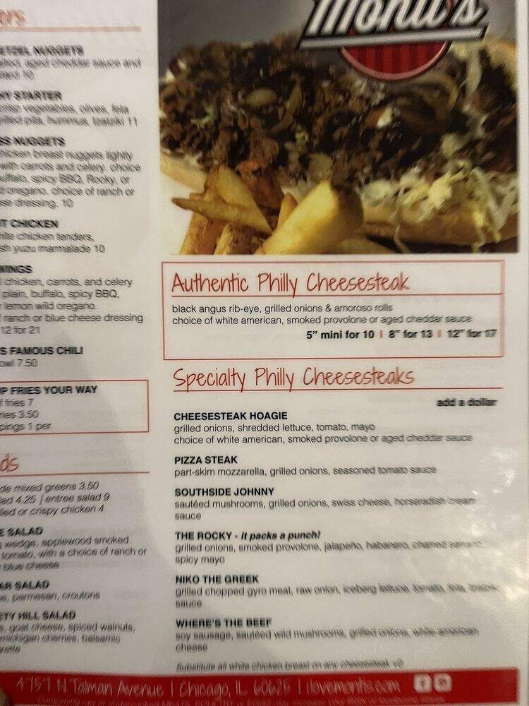Monti's - Chicago, IL menu_pic