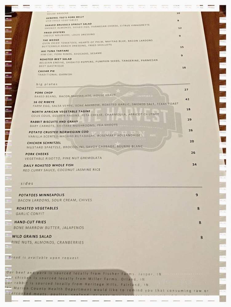 Late Harvest Kitchen - Indianapolis, IN menu_pic