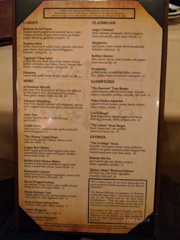 The Brahmin American Cuisine Cocktails - Boston, MA