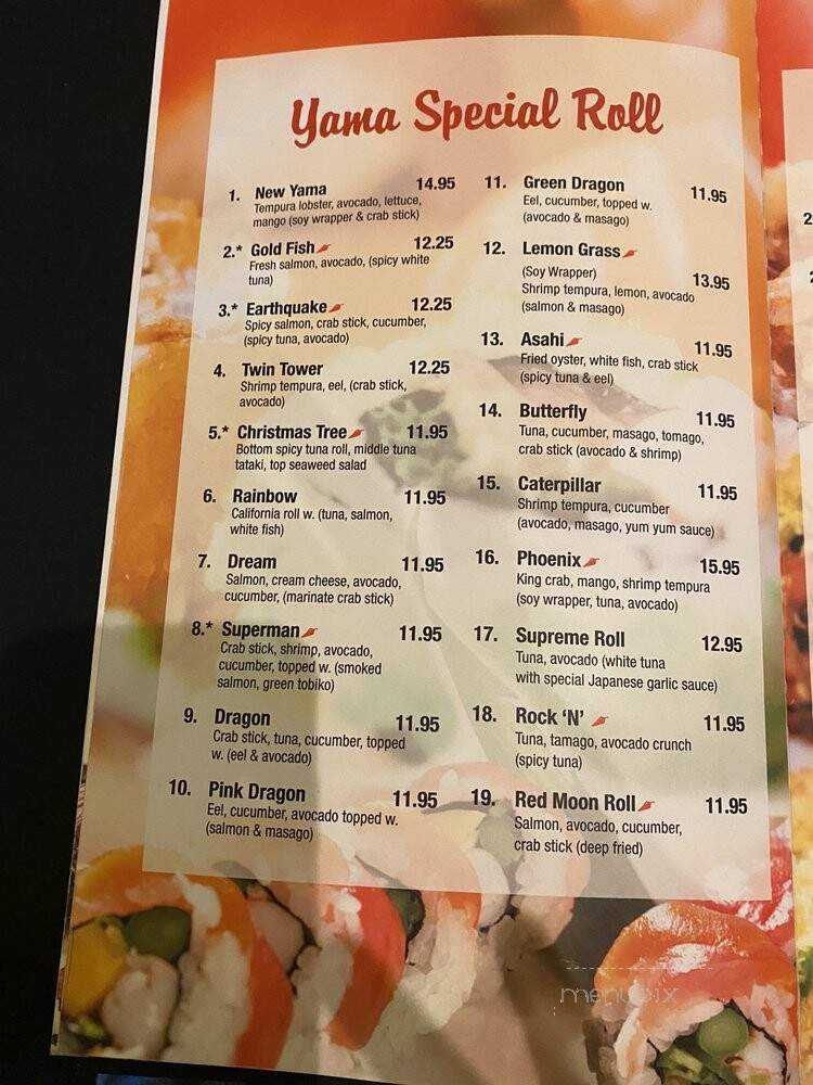 Yama Sushi Bar - Baltimore, MD menu_pic