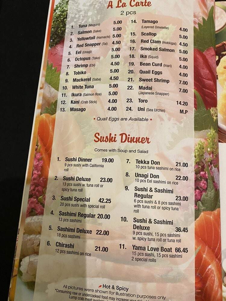 Yama Sushi Bar - Baltimore, MD menu_pic