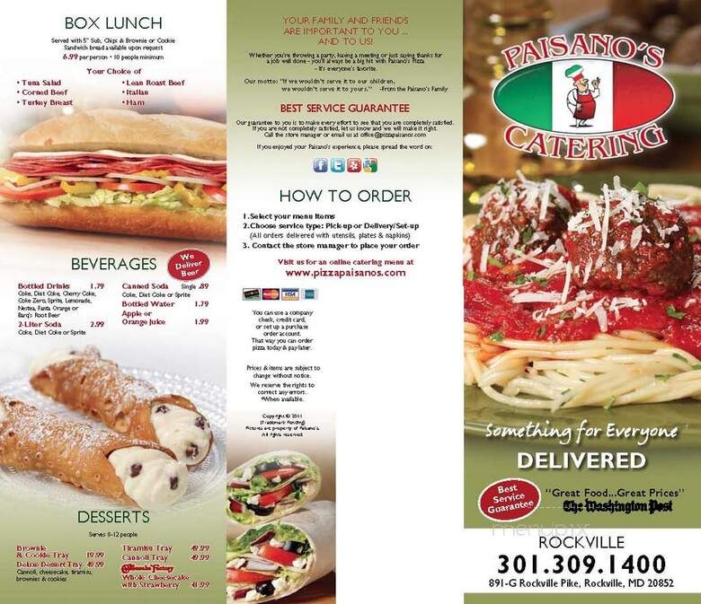 Paisano's Pizza Rockville - Rockville, MD menu_pic