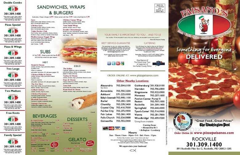 Paisano's Pizza Rockville - Rockville, MD menu_pic