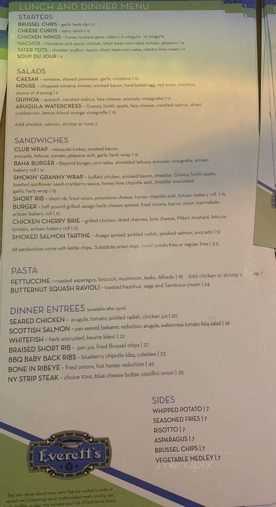 Everett's - Boyne Falls, MI menu_pic