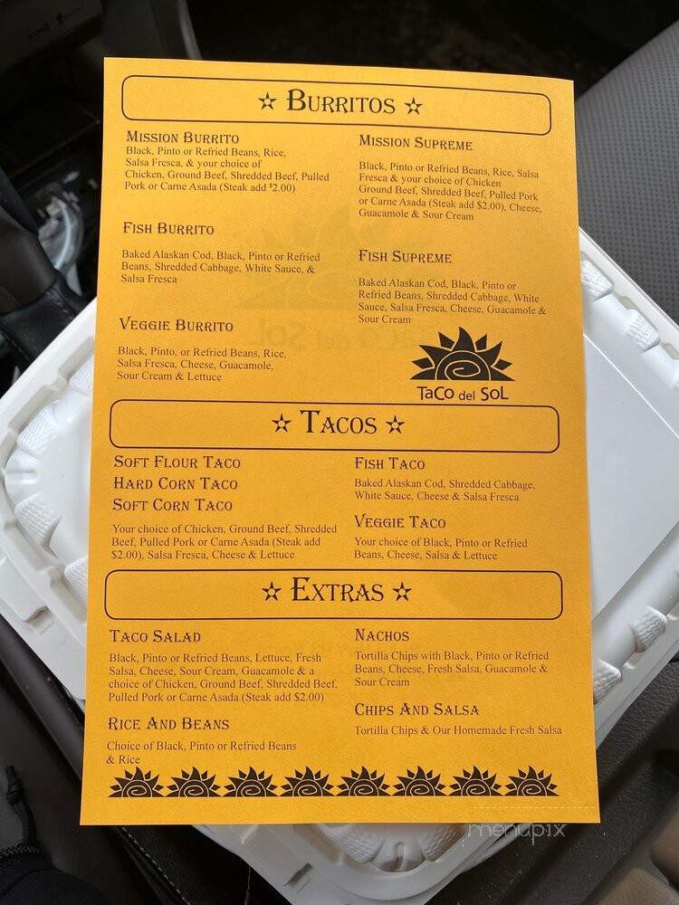 Taco Del Sol - Kalispell, MT menu_pic