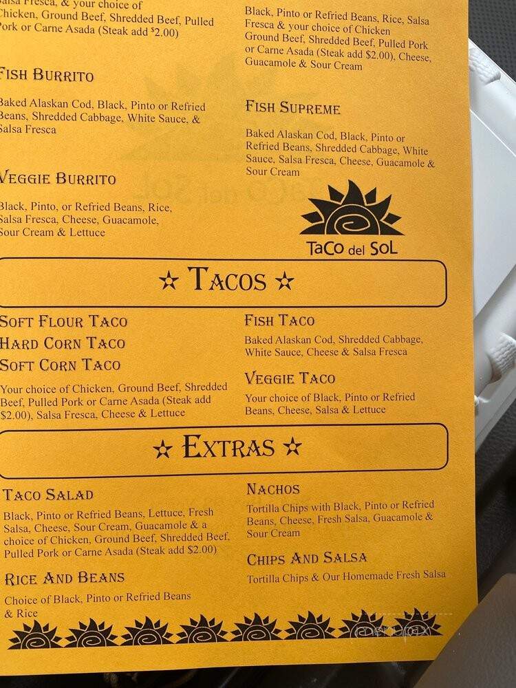 Taco Del Sol - Kalispell, MT menu_pic