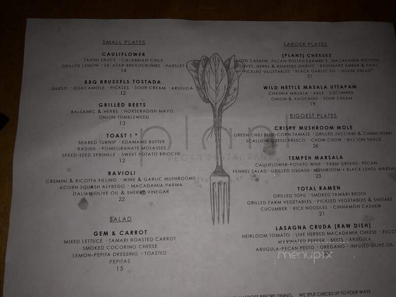 Plant - Asheville, NC menu_pic