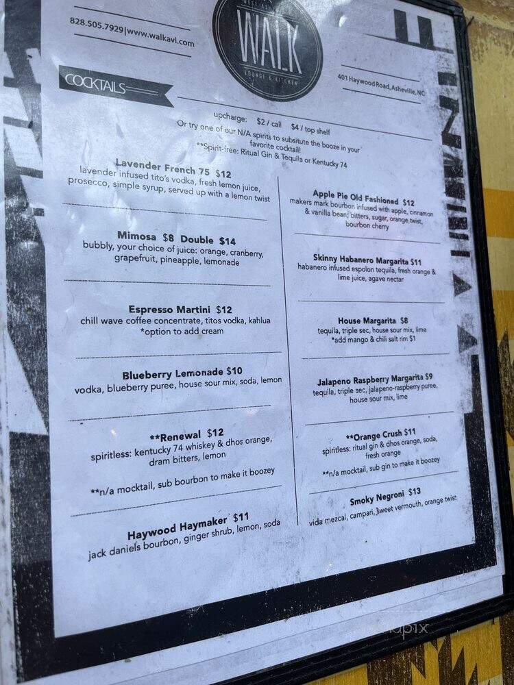 Walk - Asheville, NC menu_pic