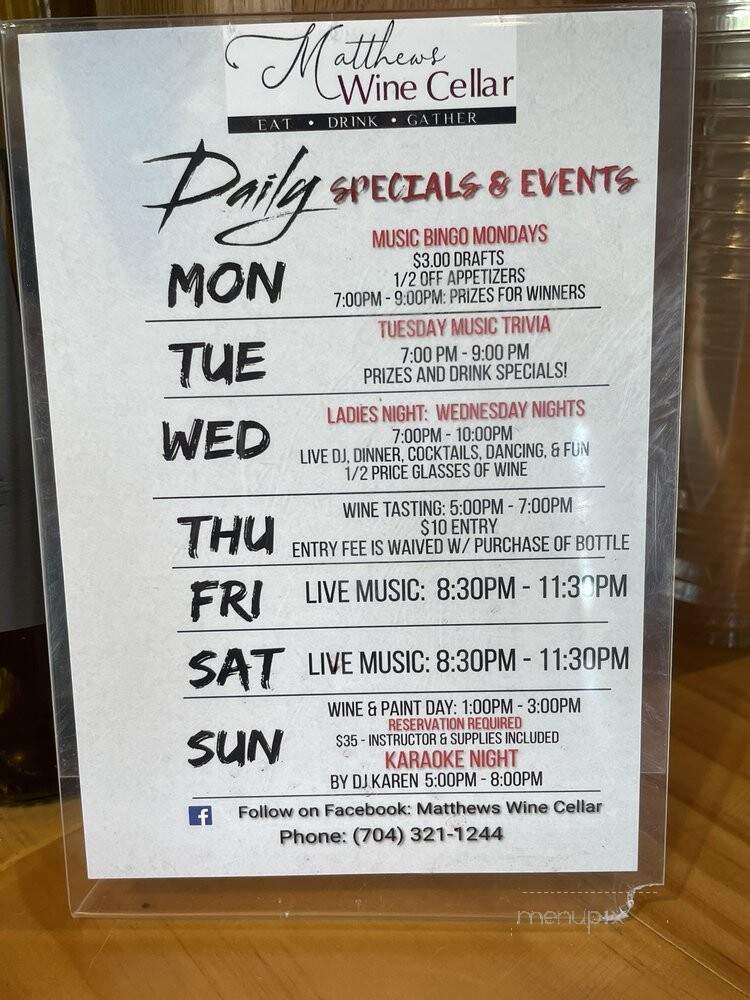 Black Chicken Wine Cellar - Matthews, NC menu_pic