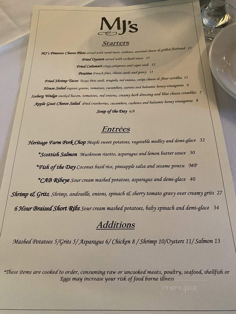 MJ's Stean and Seafood - Greensboro, NC menu_pic
