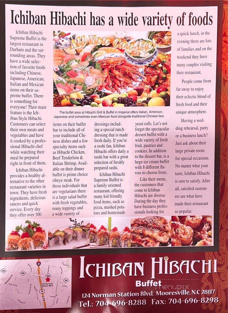 Eiko Hibachi Grill and Supreme Buffet - Mooresville, NC menu_pic