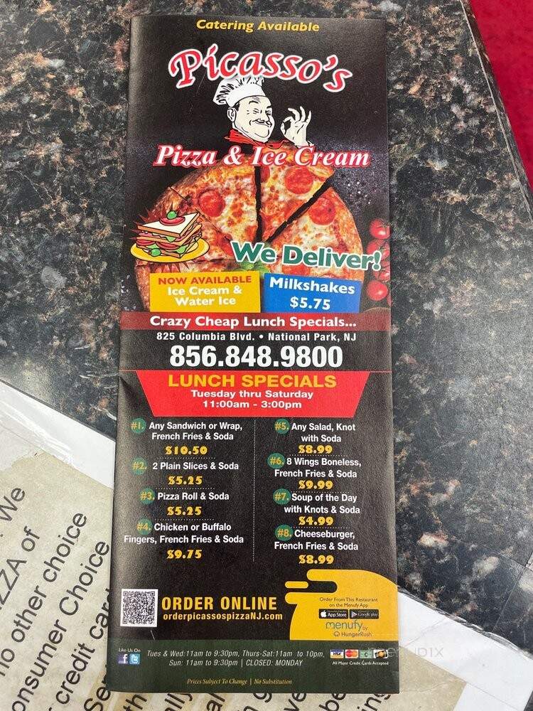 Picasso's Pizzeria Restaurant - National Park, NJ menu_pic