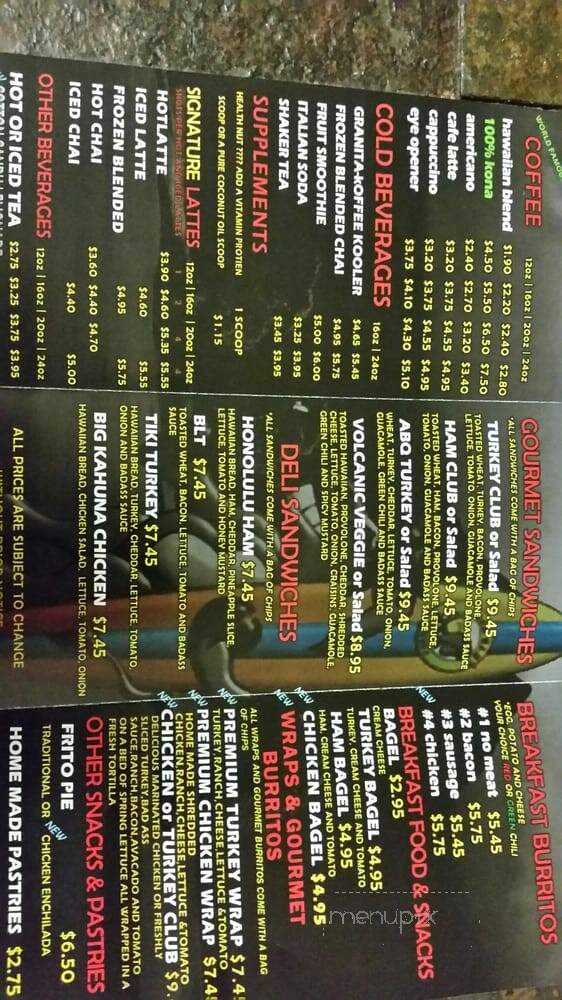 Bad Ass Coffee Cafe - Bernalillo, NM menu_pic
