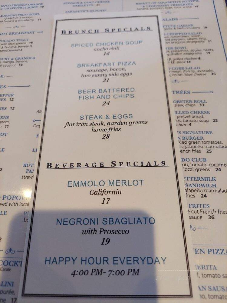 Sarabeth's - New York, NY menu_pic