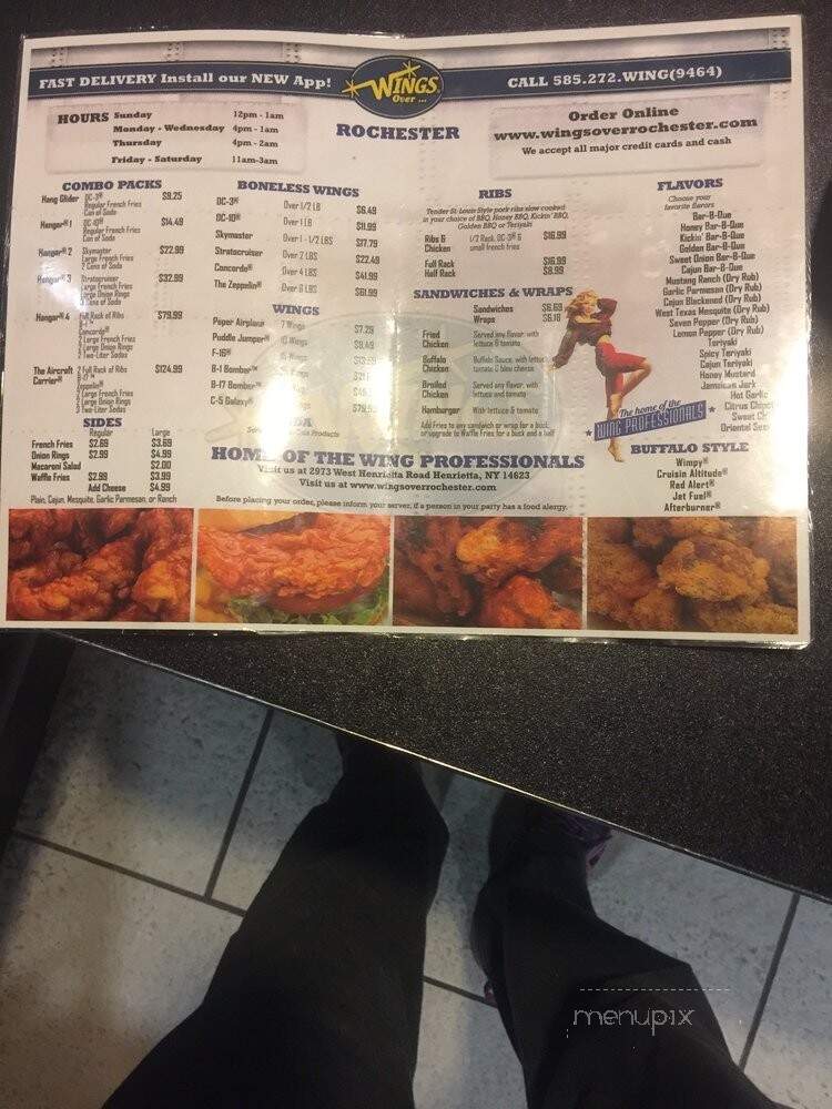 Wings Over - Rochester, NY menu_pic