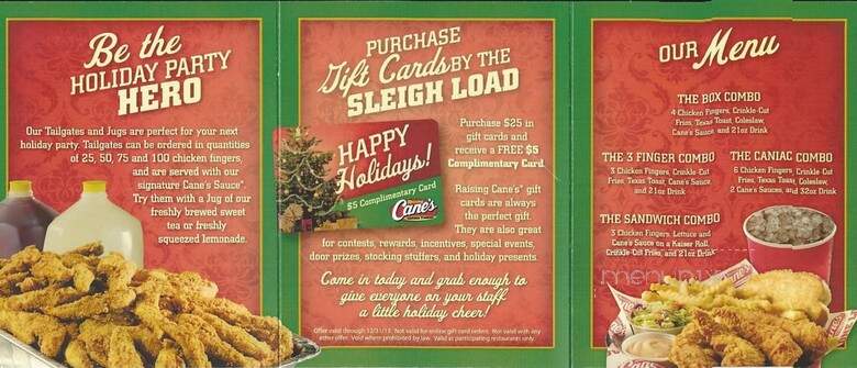 Raising Cane's - Columbus, OH menu_pic