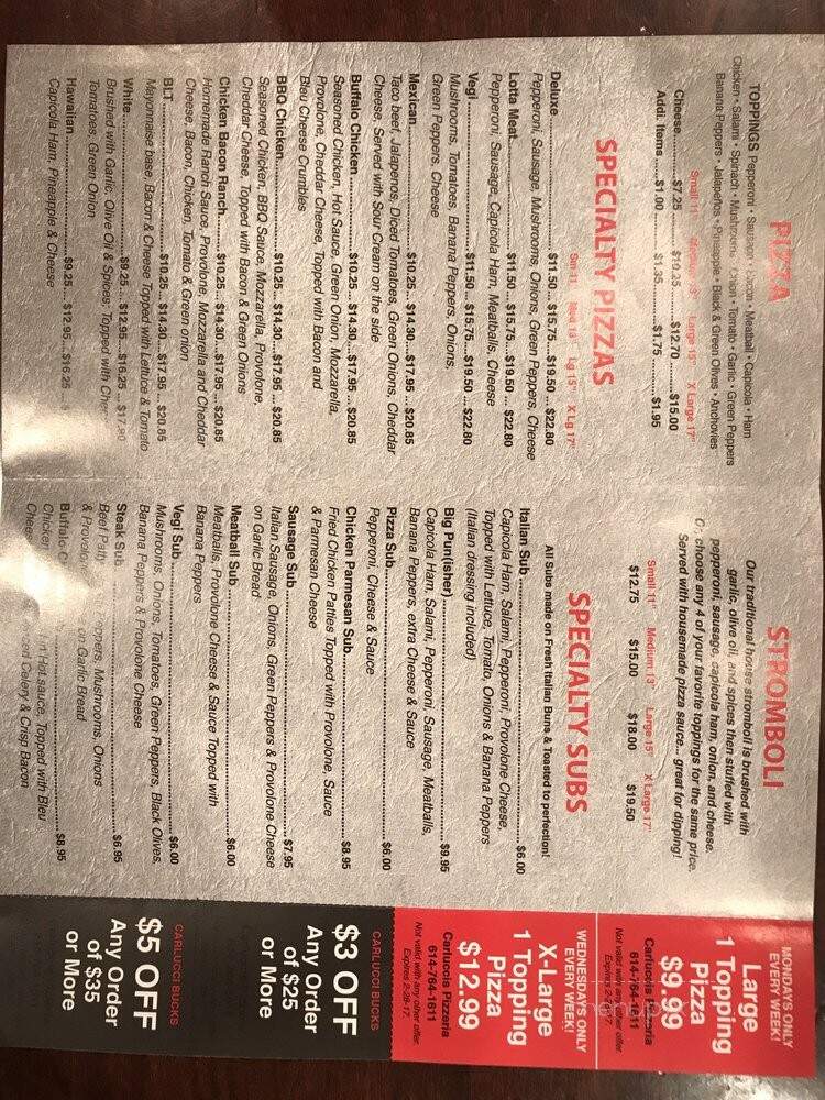 Carlucci's Pizzeria - Powell, OH menu_pic