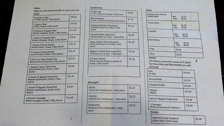 Smokey Ray's - Oklahoma City, OK menu_pic