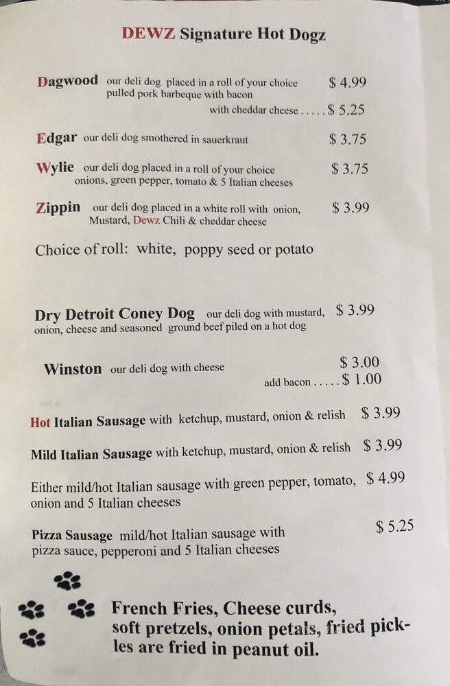 Dewz Dogz - Wormleysburg, PA menu_pic