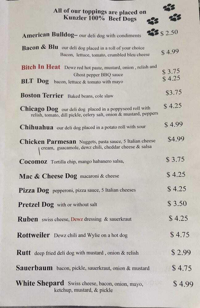 Dewz Dogz - Wormleysburg, PA menu_pic